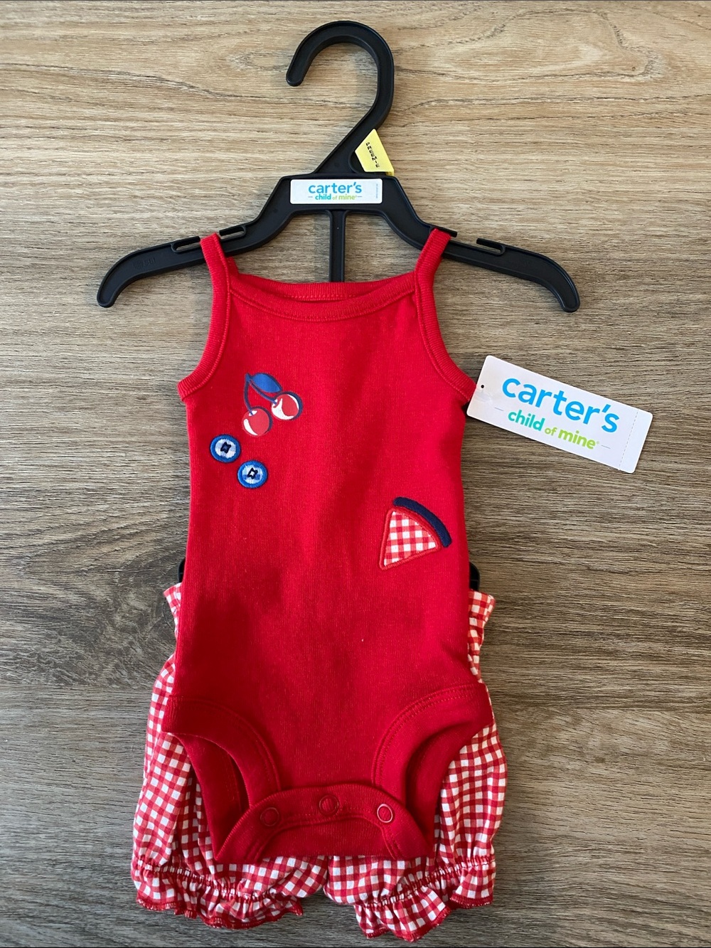 Carter's Red Cherry Gingham Romper